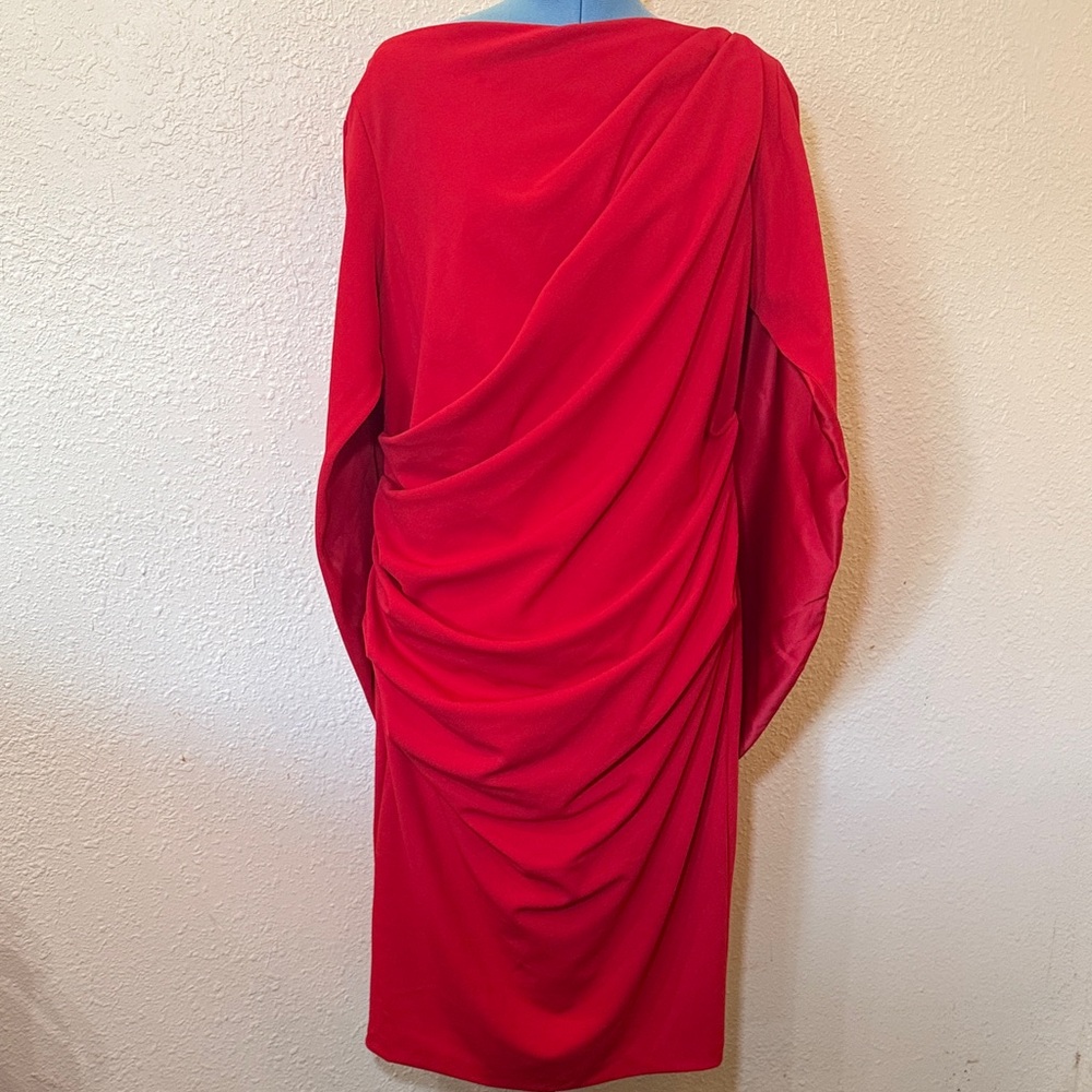 Betsy & Adam Red Draped Cocktail Dress